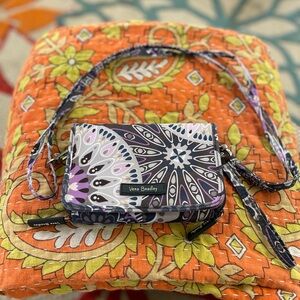 Vera Bradley Mimosa Medallion wristlet/crossbody bag navy purple gray.